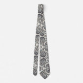 Premieure Blauwe Gouden en Witte Paisley Das (Achterkant)