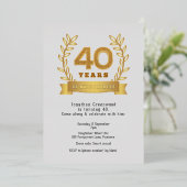 Premium '40 jaar van awesomeness' licht goud folie uitnodiging (Staand Voorkant)