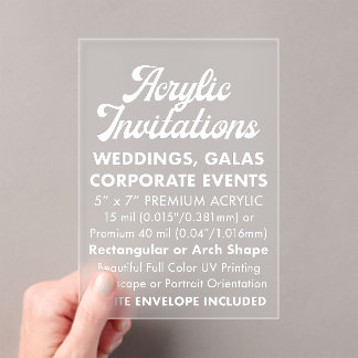 Premium 40 Mil Frosted Acryl Uitnodiging Uitnodigingen