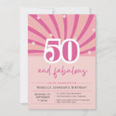 Premium 50e anniversaire Invitation rose rétro (Devant)