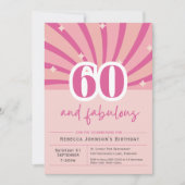 Premium 60e anniversaire Invitation rose rétro (Devant)