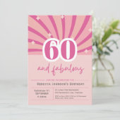 Premium 60e anniversaire Invitation rose rétro (Debout devant)