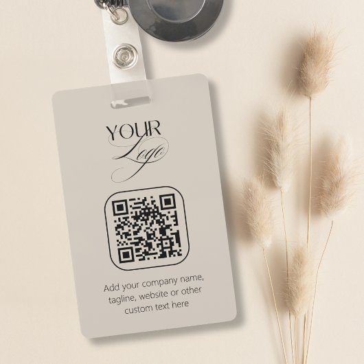 Premium Aangepaste Tekst Pastel Vanille QR-code Lo Badge