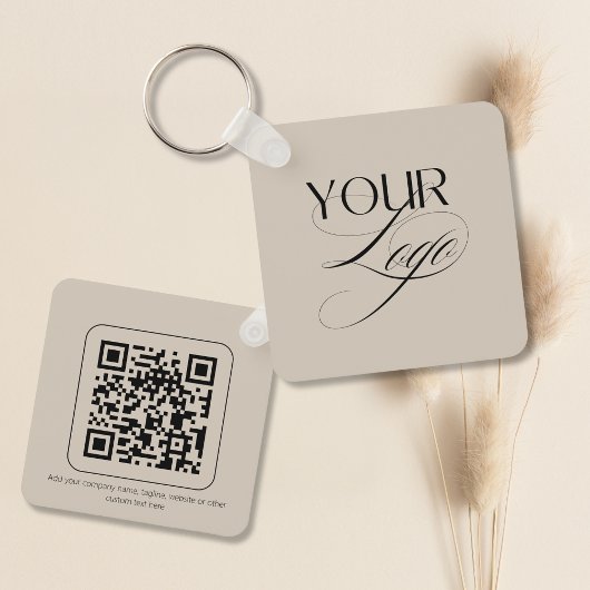 Premium Aangepaste Tekst Pastel Vanille QR-code Lo Sleutelhanger