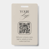Premium Aangepaste Tekst Pastelvanille QR Code Log Badge (Voorkant)
