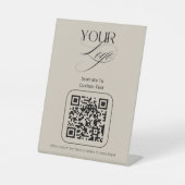 Premium Aangepaste Tekst Pastelvanille QR Code Log Reclamebord Met Voetstuk (Voorkant)