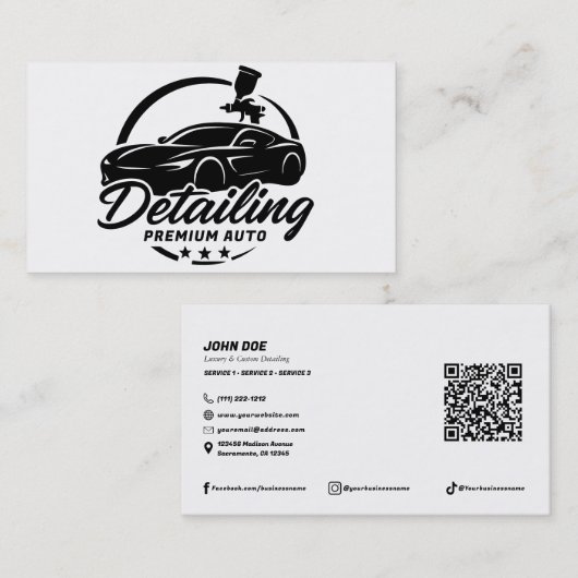 Premium Auto Detailing Car Body Shop Modern Visitekaartje (Voorkant / Achterkant)