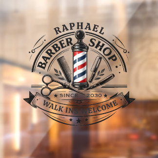 Premium Barber Shop – Custom Available Raamsticker
