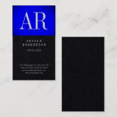 Premium Black Blue Trendy Monogram Plain Visitekaartje (Voorkant / Achterkant)