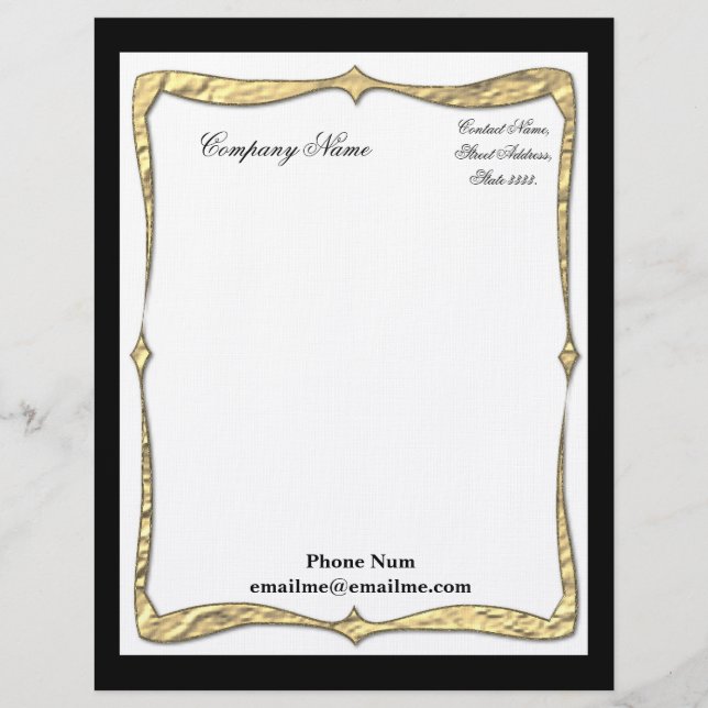 Premium Black Edged Gold Border Briefpapier Briefhoofd (Voorkant)