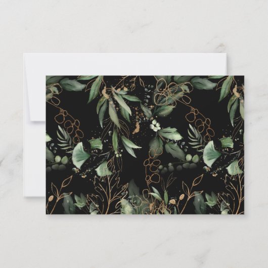 Premium Black Gold Botanical Eucalyptus Greenery RSVP Kaartje (Achterkant)