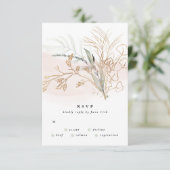Premium Black Gold Botanical Eucalyptus Weddenscha RSVP Kaartje (Staand voorkant)