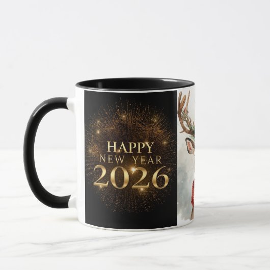 premium black gold happy new year coffee mug (Gauche)