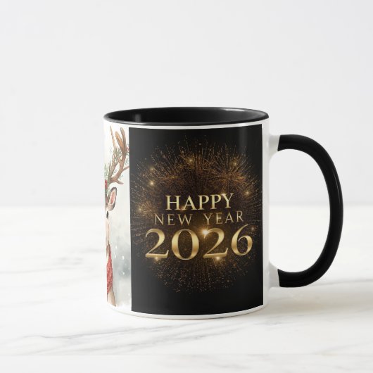 premium black gold happy new year coffee mug mok (Rechts)