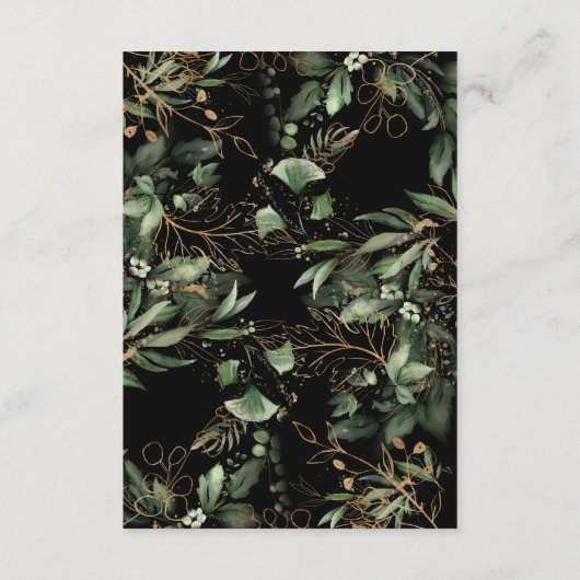 Premium Black Leafy Botanical Eucalyptus Greenery Informatiekaartje (Achterkant)