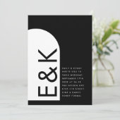 Premium Black Modern Monogram Boho Arch Wedding Kaart (Staand voorkant)