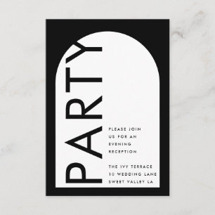 Premium Black Modern Monogram Boho Bold Arch Party Informatiekaartje