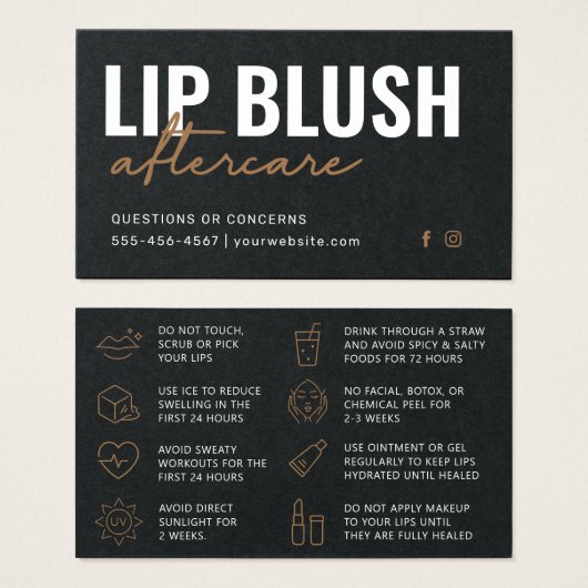 Premium Black Moderne Lip Blush Tattoo Aftercare (Devant & derrière)