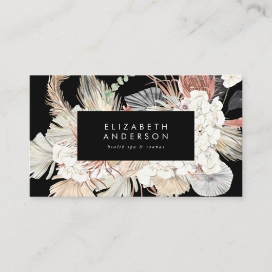 Premium Black Onyx Pampas Grass Floral Ultra Afsprakenkaartje (Voorkant)