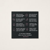 Premium Black Pink Square Henna Brows Care Kaart (Achterkant)