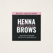 Premium Black Pink Square Henna Brows Care Kaart (Voorkant)