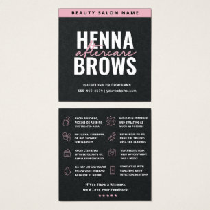 Premium Black Pink Square Henna Brows Care Kaart