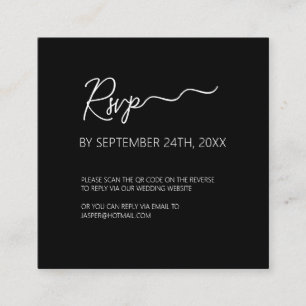 Premium Black RSVP QR Code Enclosure Kaart