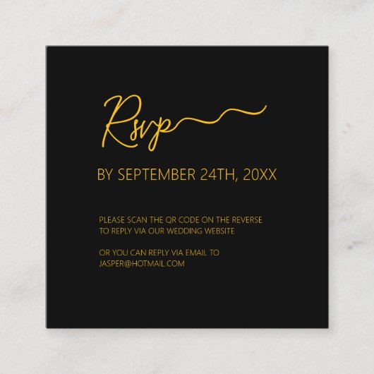 Premium Black RSVP QR Code Enclosure Kaart (Voorkant)
