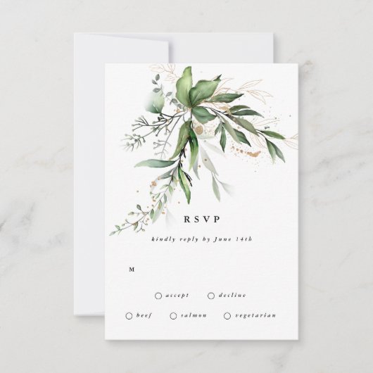 Premium Black Sage Botanische Eucalyptus Greenery RSVP Kaartje (Voorkant)