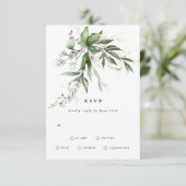 Premium Black Sage Botanische Eucalyptus Greenery RSVP Kaartje (Staand voorkant)