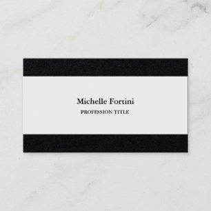 Premium Black White Elegant Plain Minimalist Visitekaartje