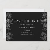 Premium Black & White French Roses Wedding Save The Date (Voorkant)