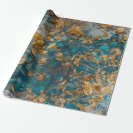 Premium Blauwgroen en Gold Acrylzuur naadloos Cadeaupapier