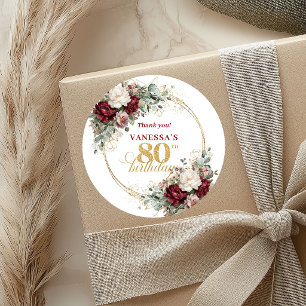Premium Blush Burgundy 80ste Verjaardag Stickers
