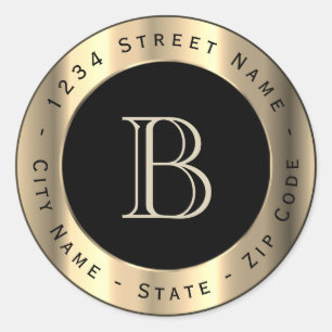 Premium Bronze Monogram Retouradreslabel Ronde Sticker