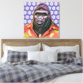 Premium canvas muurkunst ijdele gorilla afdruk (Insitu (Slaapkamer))