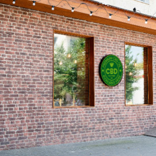 Premium CBD-olie beschikbaar hier advertentie Raamsticker