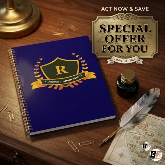 Premium Collegiate Shield Aangepaste Initiële Stud Planner