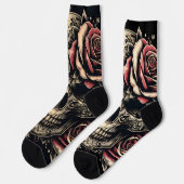 Premium Crewsocks - Schedel en Rozen Sokken (Links)