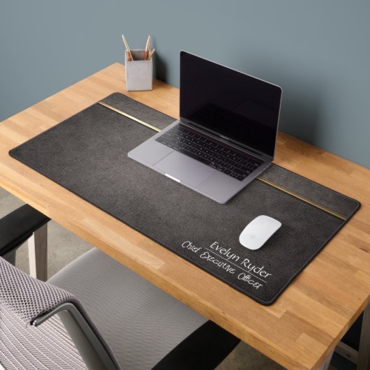 Premium Dark Desk Mat with Gold Accent (Bureau 2)