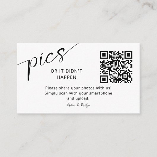 Premium Deel Trouwfoto's met QR Code Sign Informatiekaartje (Voorkant)