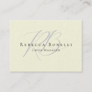 Premium dik exclusief modern monogram beige visitekaartje