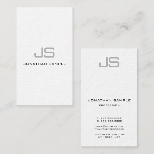 Premium - dik verticaal modern monogram Sjabloon Visitekaartje (Voorkant / Achterkant)