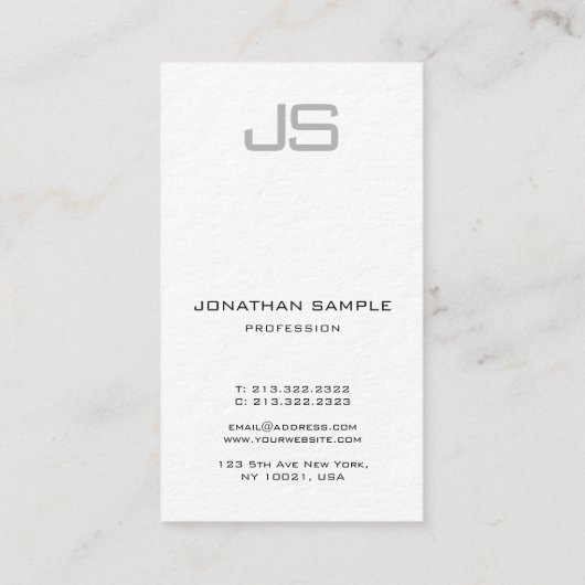 Premium - dik verticaal modern monogram Sjabloon Visitekaartje (Achterkant)