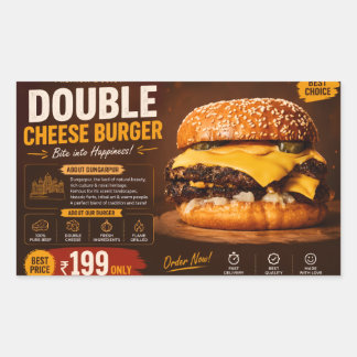 Premium Double Cheese Burger Promotieposter – Rechthoekige Sticker