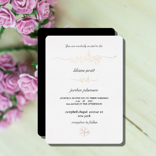 Premium Echt Goud Elegant Monogram witte Folie Uit Uitnodiging