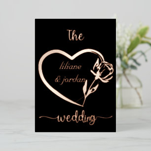Premium Echt Goud Elegante Monogram Zwart Folie In Uitnodiging