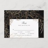 Premium Editable Gold Floral Wreath Wedding RSVP Kaartje (Voorkant)