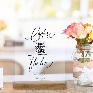 Premium Eenvoudig Delen Huwelijksfoto's QR Code Acryl Bord