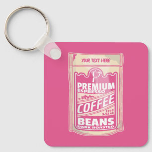 Premium espresso koffiebonen roze voedsel pop kuns sleutelhanger